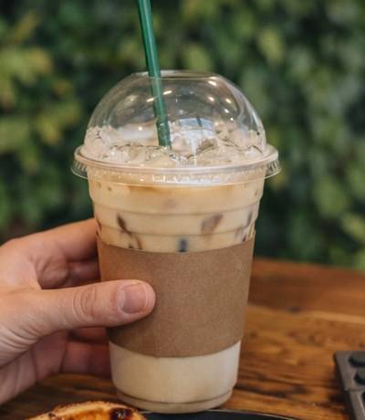 Iced latte in a to-go cup